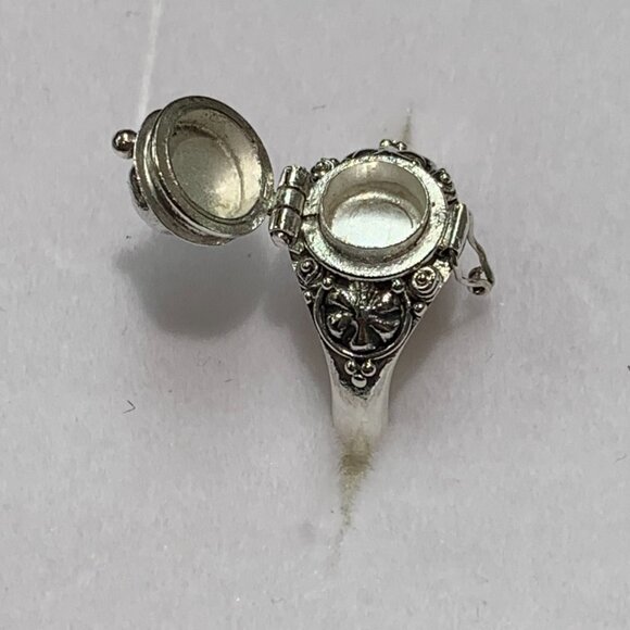 Sterling Silver Ash Holder Ring With A Round Rhodalite Garnet Sz 6  NEW - Picture 2 of 2